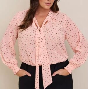 TORRID Chiffon Bow Front Button Up Blouse 4XL
